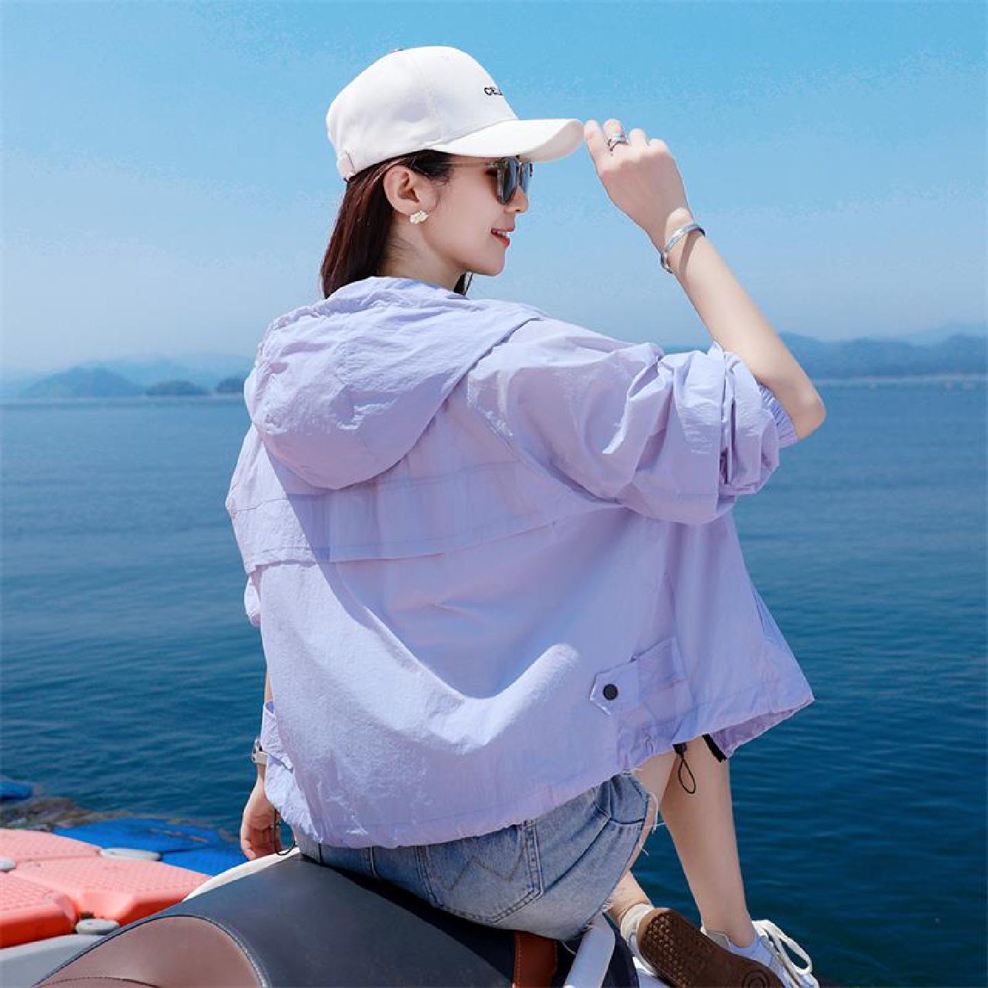 夏季防晒衣女款2025新款超火小个子短款薄外套女夏薄款紫色防晒服