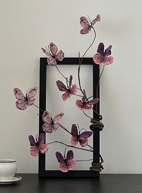 蝴蝶假花仿真花摆设装饰花画框客厅卧室桌面装饰品摆件软装道具