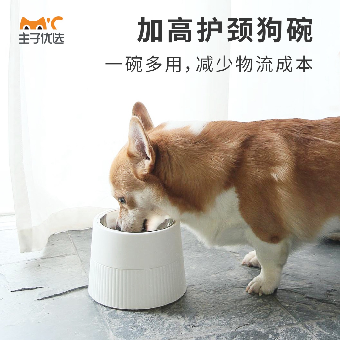 不锈钢狗碗宠物碗加高护颈防打翻宠物狗食盆防黑下巴大口径高腳碗