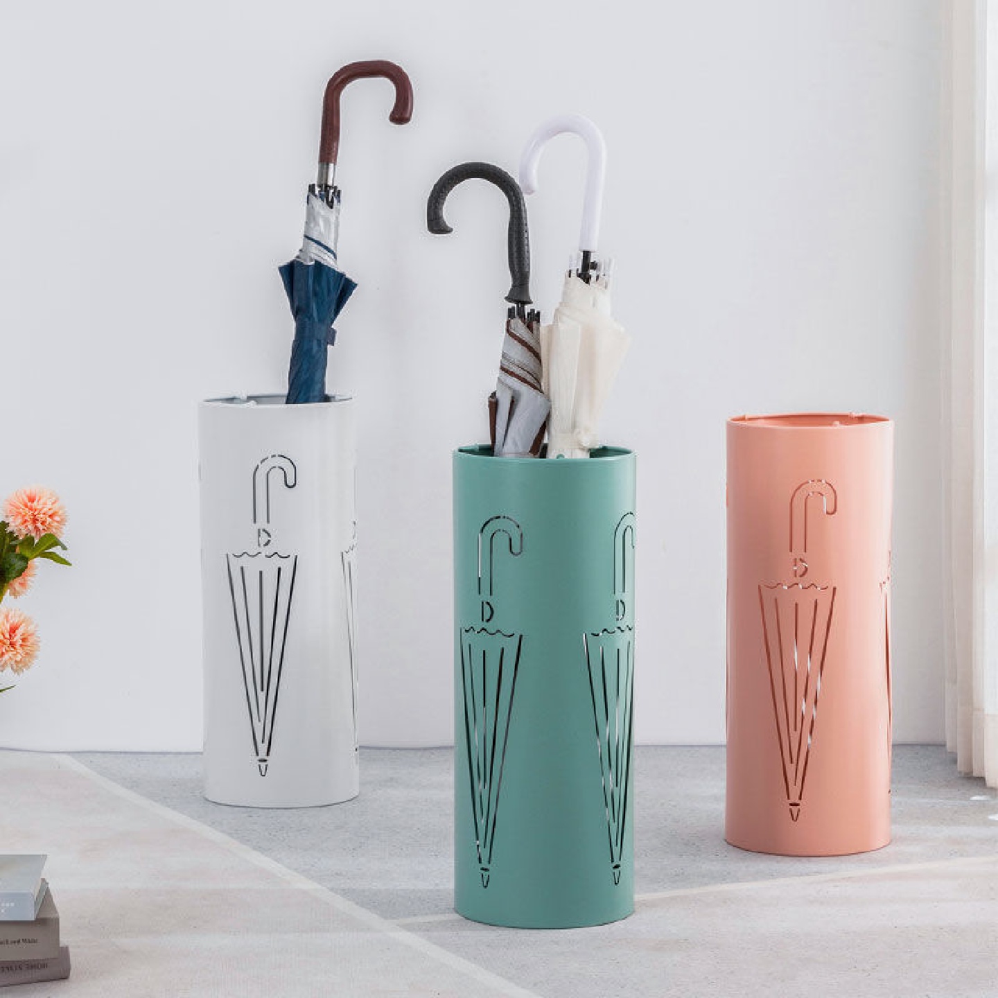 家用入户玄关放置式雨伞收纳架酒店大堂金属简约放伞沥水桶