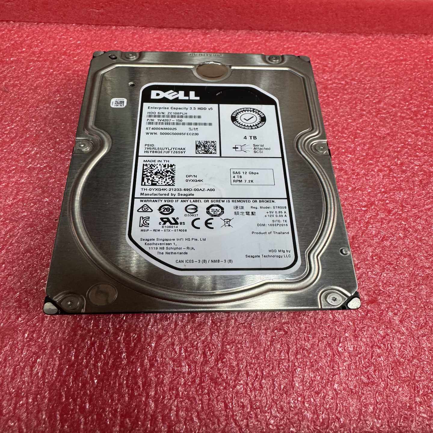 戴尔原装4TB SAS服务器硬盘,型号ST4000NM002