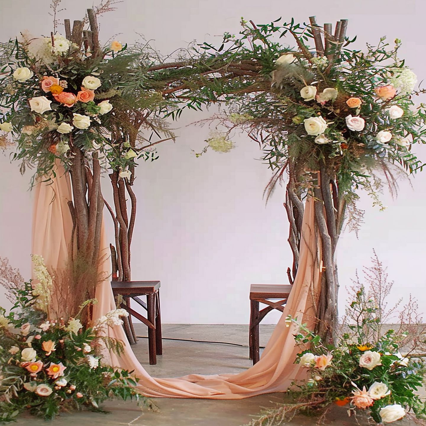 婚礼花艺木桩拱门花店树枝结婚木架树枝花门实木拍照背景道具摆件