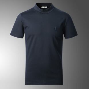 秋冬薄绒短袖恤男高领修身打底衫大码纯色速干体恤潮男装简约