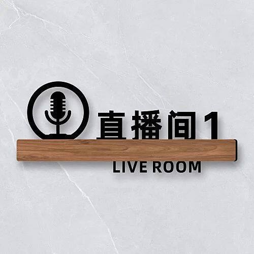 亚克力直播室门牌电台主持间化妆间提示牌网红直播间Live立体