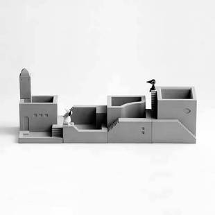 纪念碑谷创意礼物笔筒微型建筑办公室桌面收纳盒摆件治愈系高级感