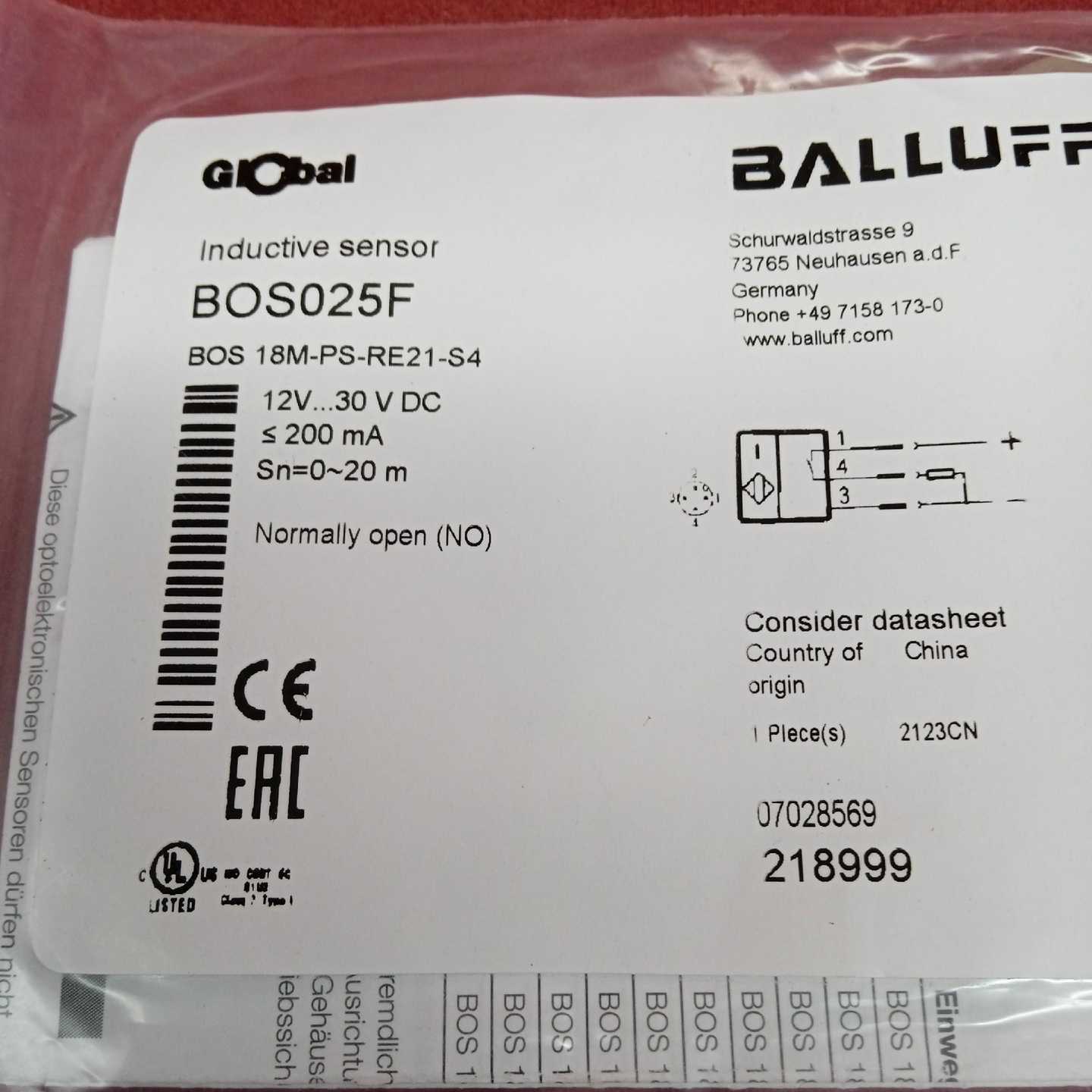 巴鲁夫传感器BOS025F BOS 18M-PS~询价