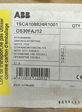 ABBOS30FAJ12GENERALPURPOSESWITCHFUSE30A600V1SCA10882