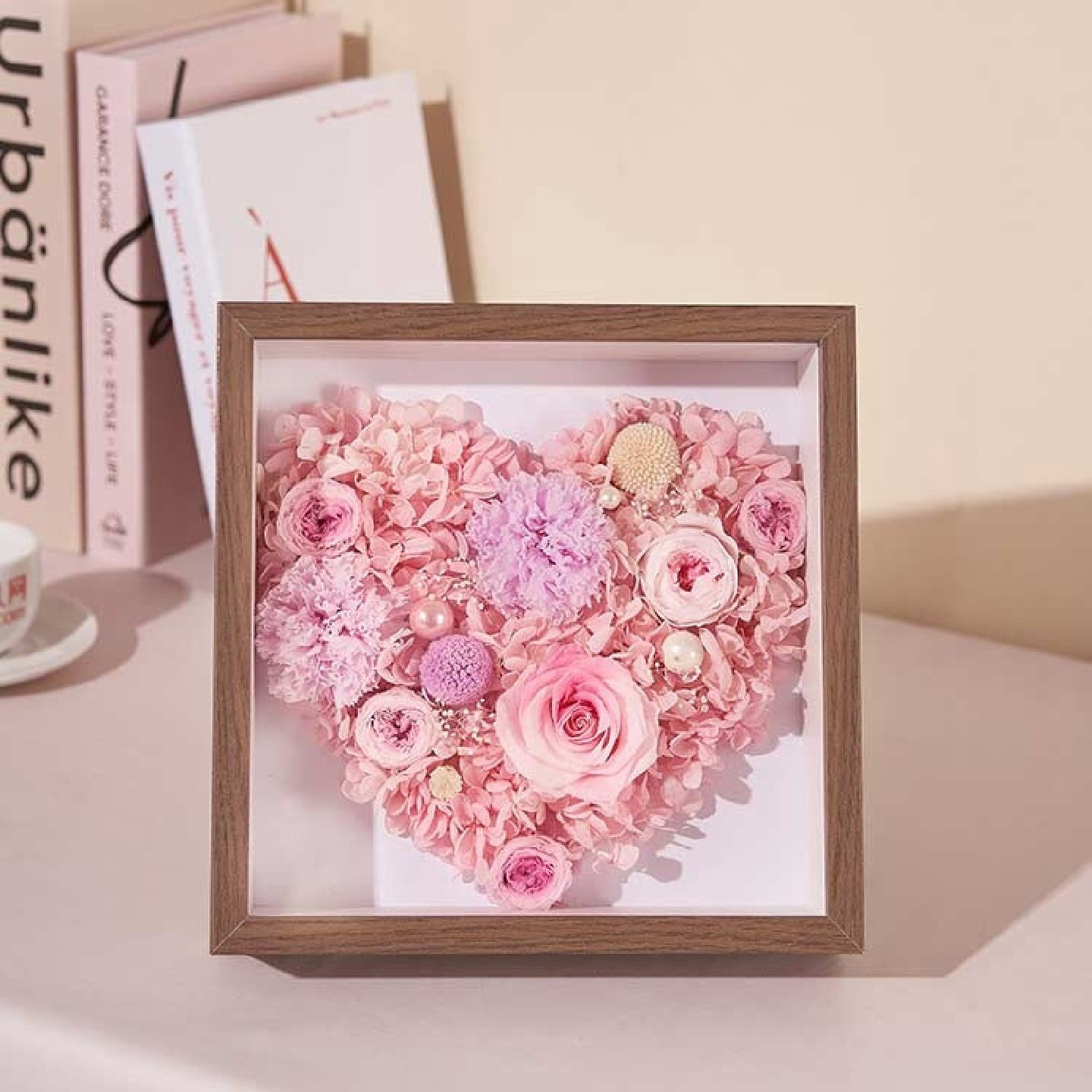 爱在心间永生花相框粉玫瑰康乃馨真花束画框摆件送妈妈长辈礼物,鲜花速递/花卉仿真/绿植园艺,永生花,淘宝优惠券,粉丝福利购,淘宝优惠卷