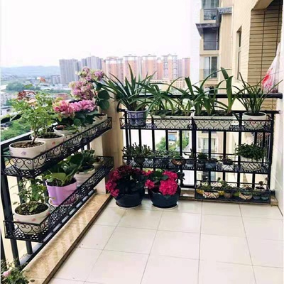 铁艺双层阳台栏杆花架护栏悬挂飘窗挂式双层花架壁挂盆栽多肉格坤