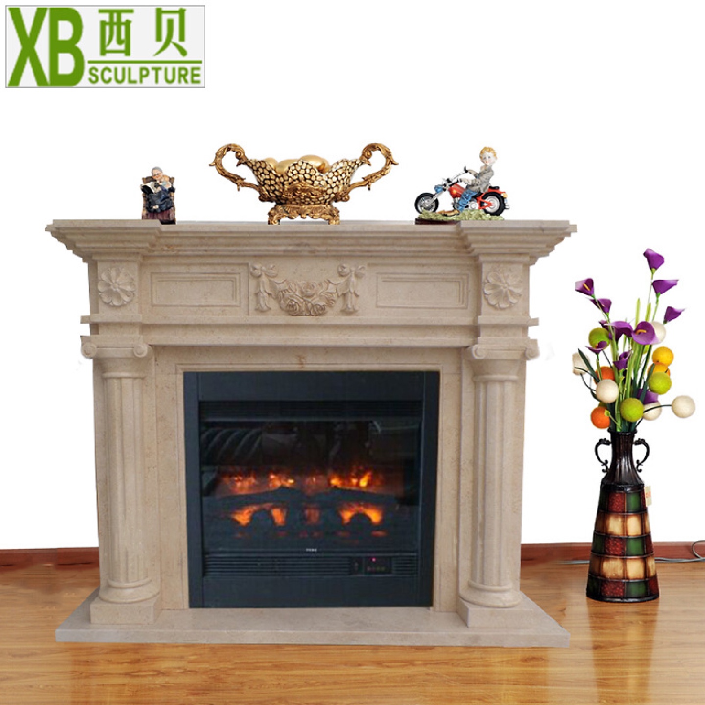 大理石壁炉家装壁龛装饰摆件石材雕刻石雕取暖壁炉架室内