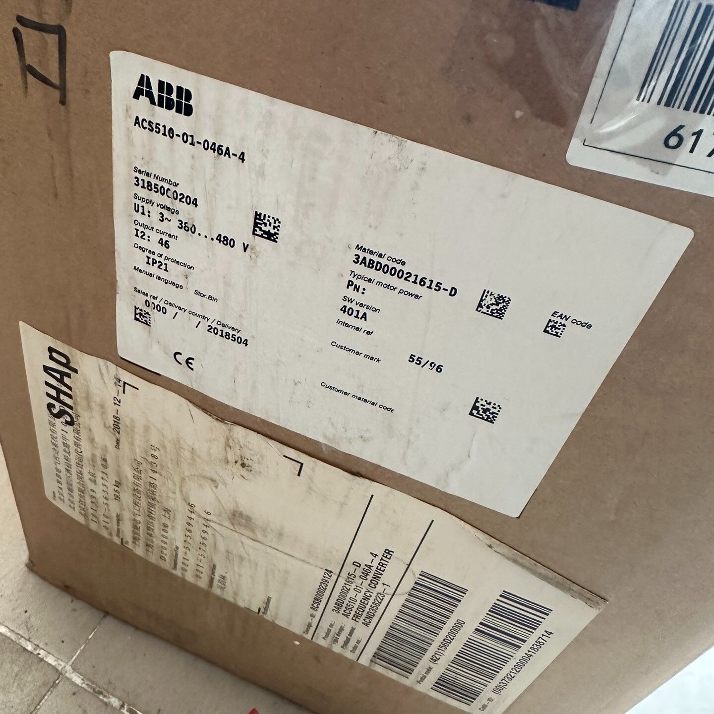 【询价】变频器ACS510-01-046A-4 22kw原适用