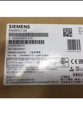议价6SL32105BE322UV0西门子V20 三相变频器22千瓦6SL3210-5BE32-