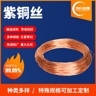 T2紫铜丝电缆铜线红铜丝现货批发无氧铜丝软态毛细紫铜丝