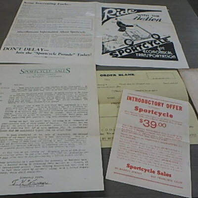1937 SPORTCYCLE BROCHURE PAMPHLET