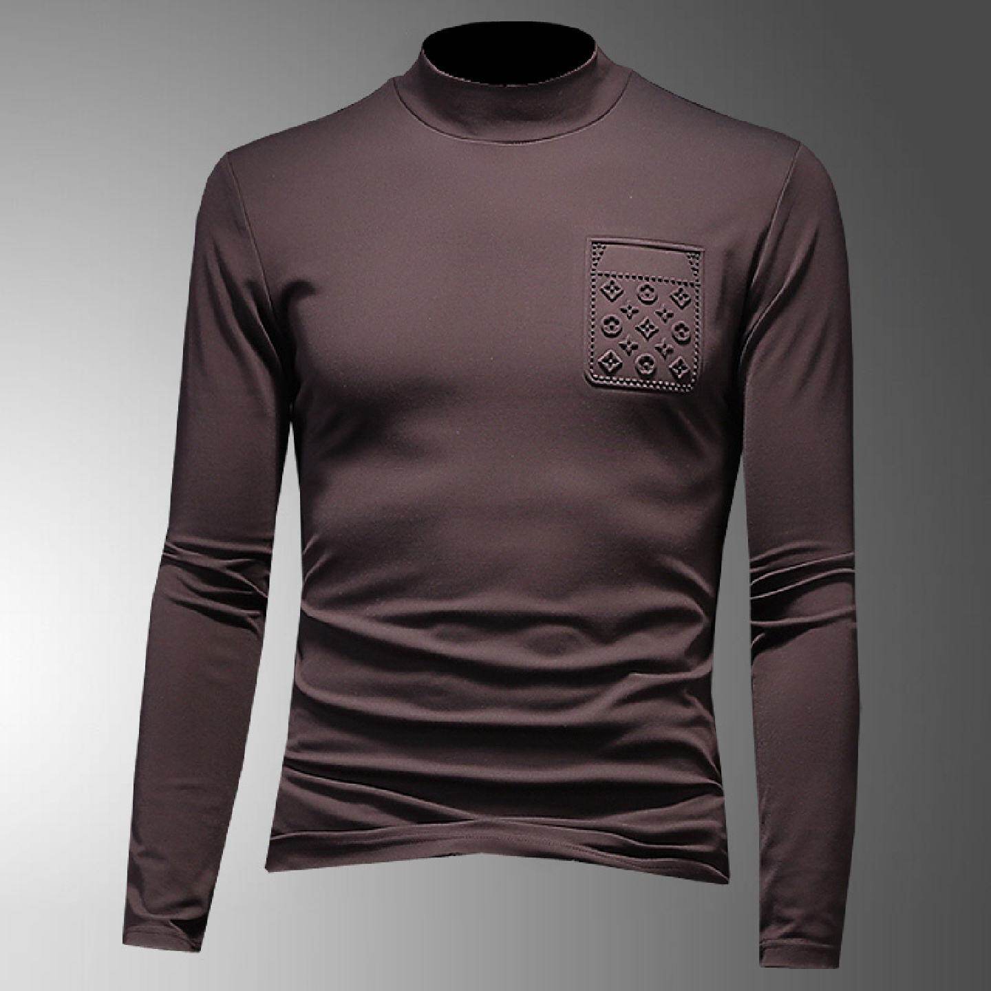 半高领打底衫男装丝光棉薄绒秋冬长袖恤欧洲站大牌轻奢内搭小衫潮