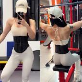 前长后短不压臀乳胶腰封紧身塑身运动健身束腰带