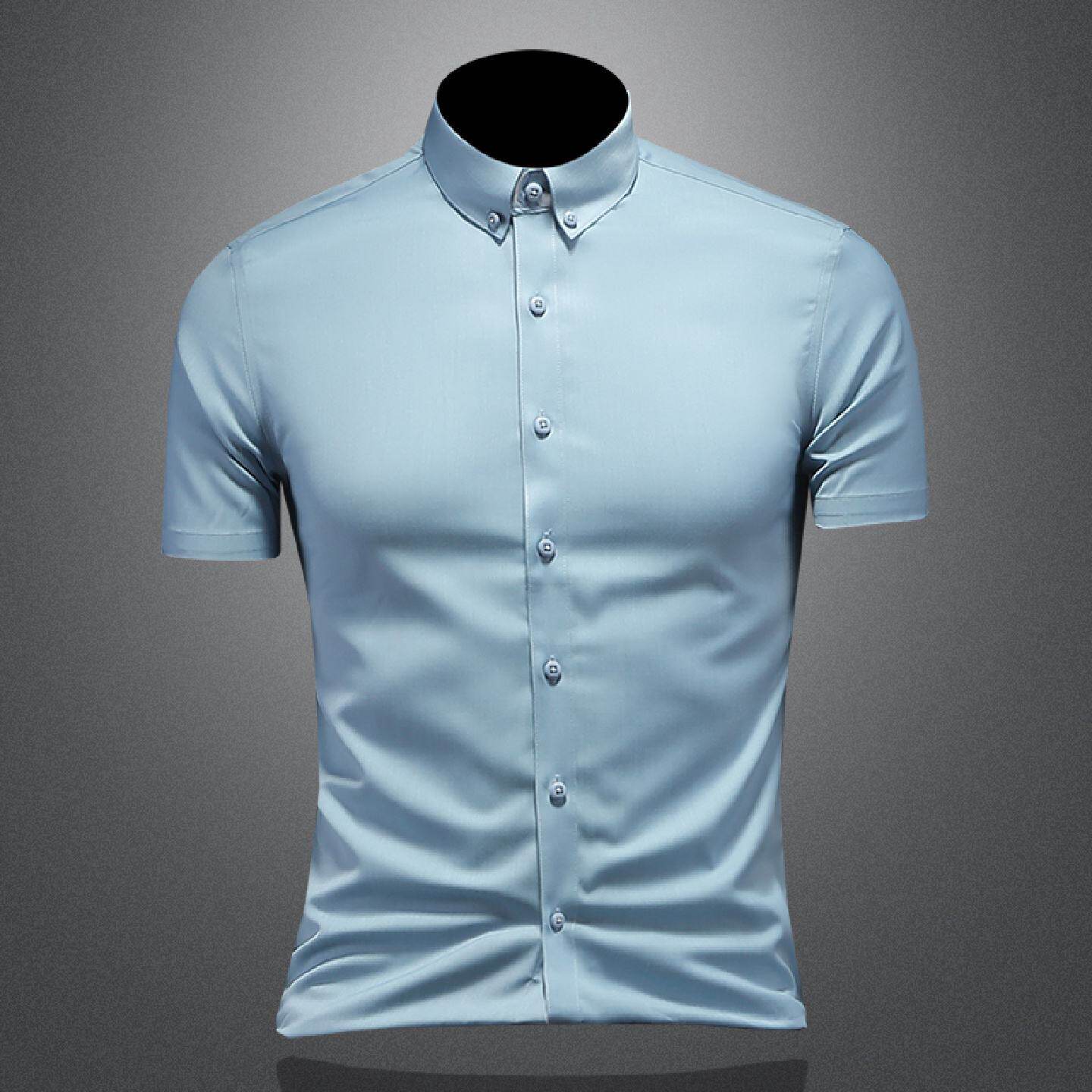 夏季衬衫男短袖商务休闲修身免烫西装内搭衬衣轻奢半袖透气上衣潮