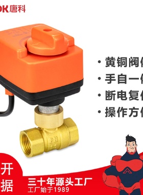 唐科现货批发手自一体黄铜二通三线二控二线一控螺纹电动球阀