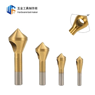 斜孔倒角器手电钻扩孔金属去毛刺工具圆柄锪钻头套装高速钢倒角刀