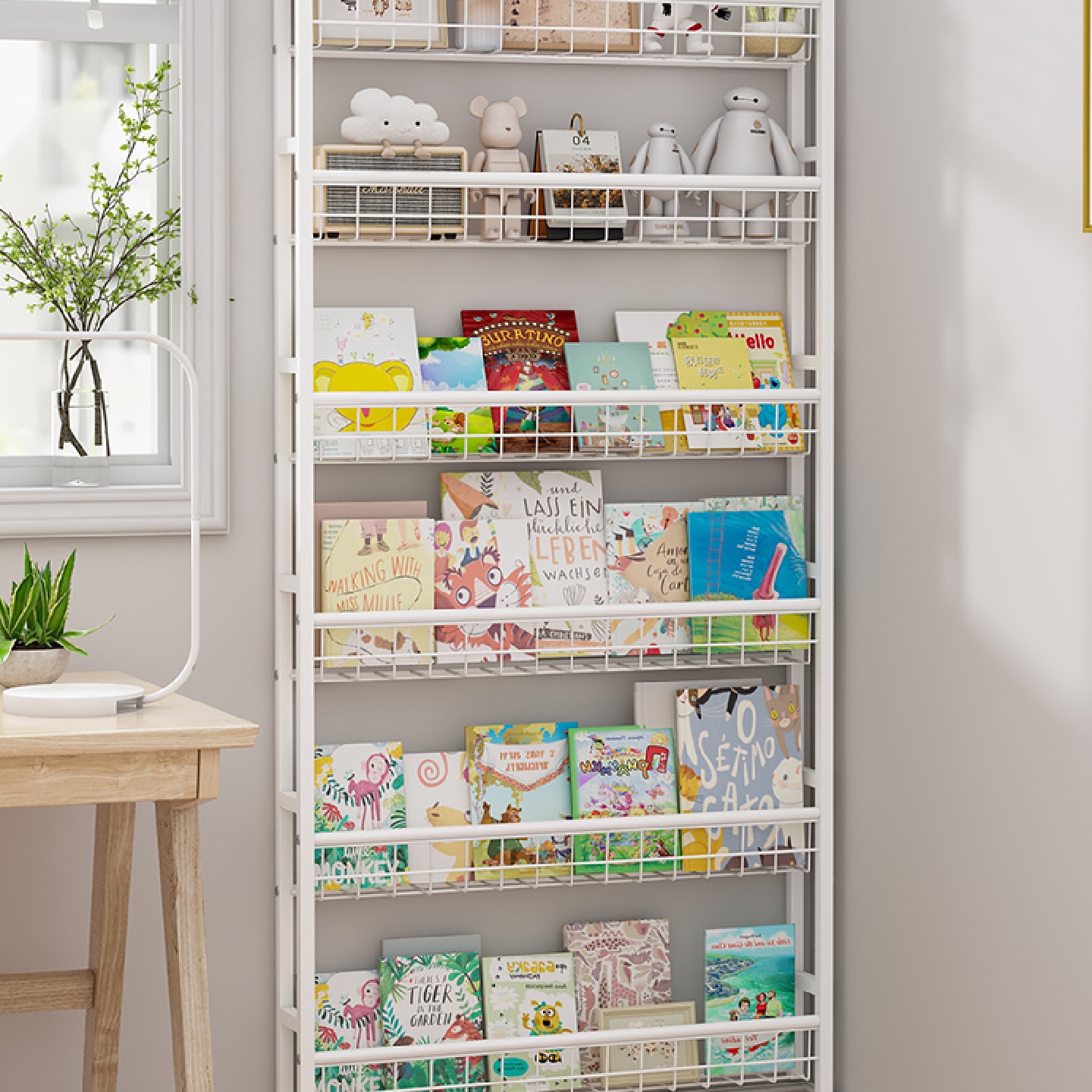 cs门后书架置物架壁挂式墙上铁艺书柜儿童简易家用落地收纳柜子