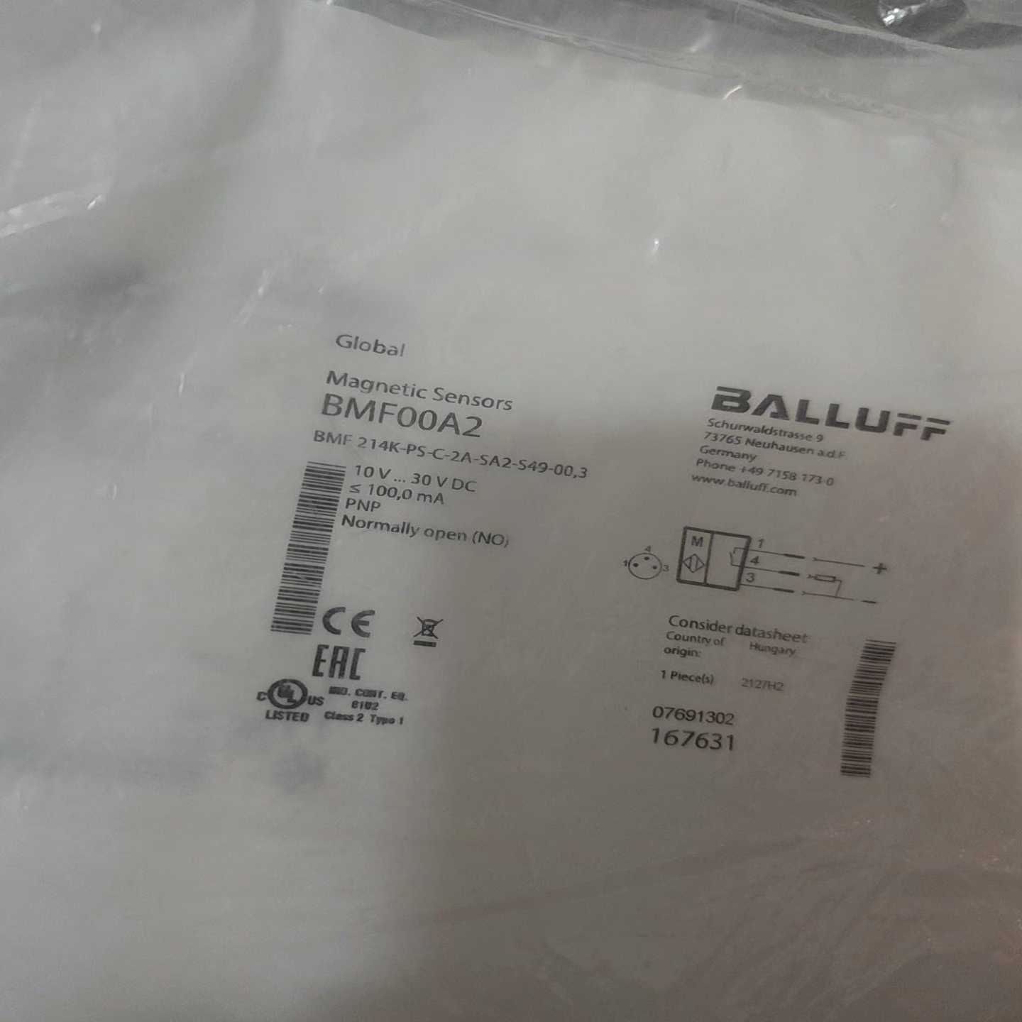 BALLUFF原装巴鲁夫BMF00A2磁敏传感器BMF 21