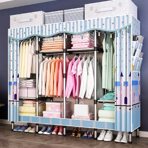 简易衣柜布衣柜钢管加粗加固挂衣架收纳组装简约卧室家用出租房用