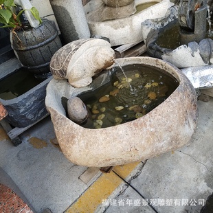 饰 石雕厂家花园小喷泉大理石乌龟流水鱼缸园林造景装