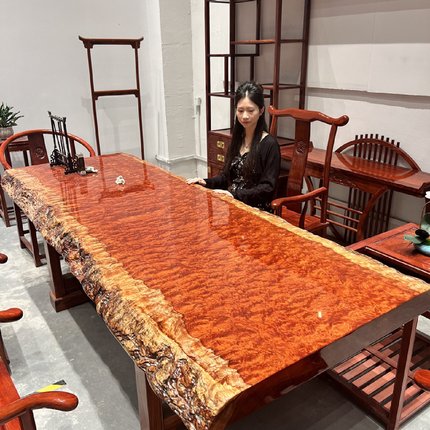 巴花实木大板茶桌茶台茶板原木餐桌老板桌办公桌巴西花梨木书画桌