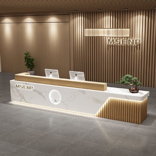公司前台接待台简约现代美容院酒店会所吧台培训机构新中式收银柜