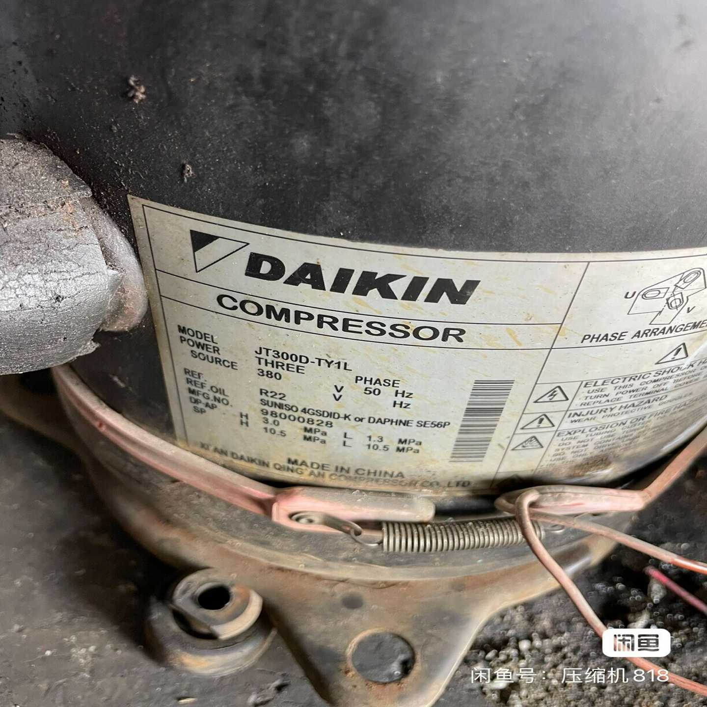 询价10匹大金增晗式压缩机，JT300D一TY1L适用于各种风冷