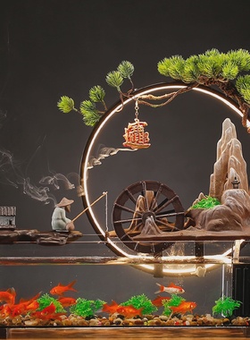 流水摆件循环水招财鱼缸客厅假山喷泉生财中式家居装饰办公室桌面