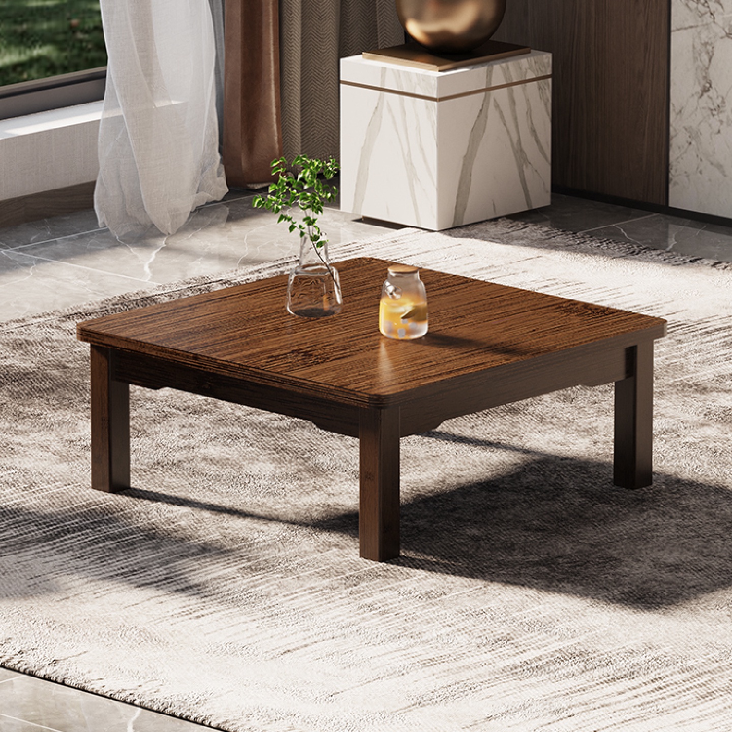 my炕桌方桌正方形饭桌飘窗榻榻米小桌子实木家用床上桌楠竹茶几矮