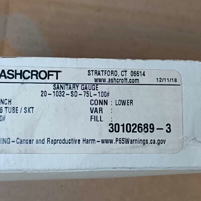 雅斯科ASHCROFT压力表0100psi全新原装正品议价