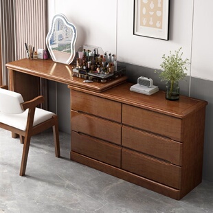 新中式简约实木梳妆台斗柜一体卧室现代收纳柜主卧小型转角化妆台