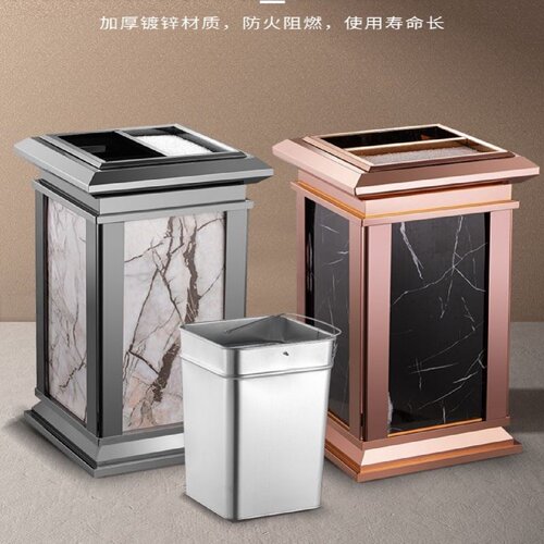 酒店大堂不锈钢立式电梯口垃圾桶吸烟灭烟柱商用烟灰缸卫生桶高款