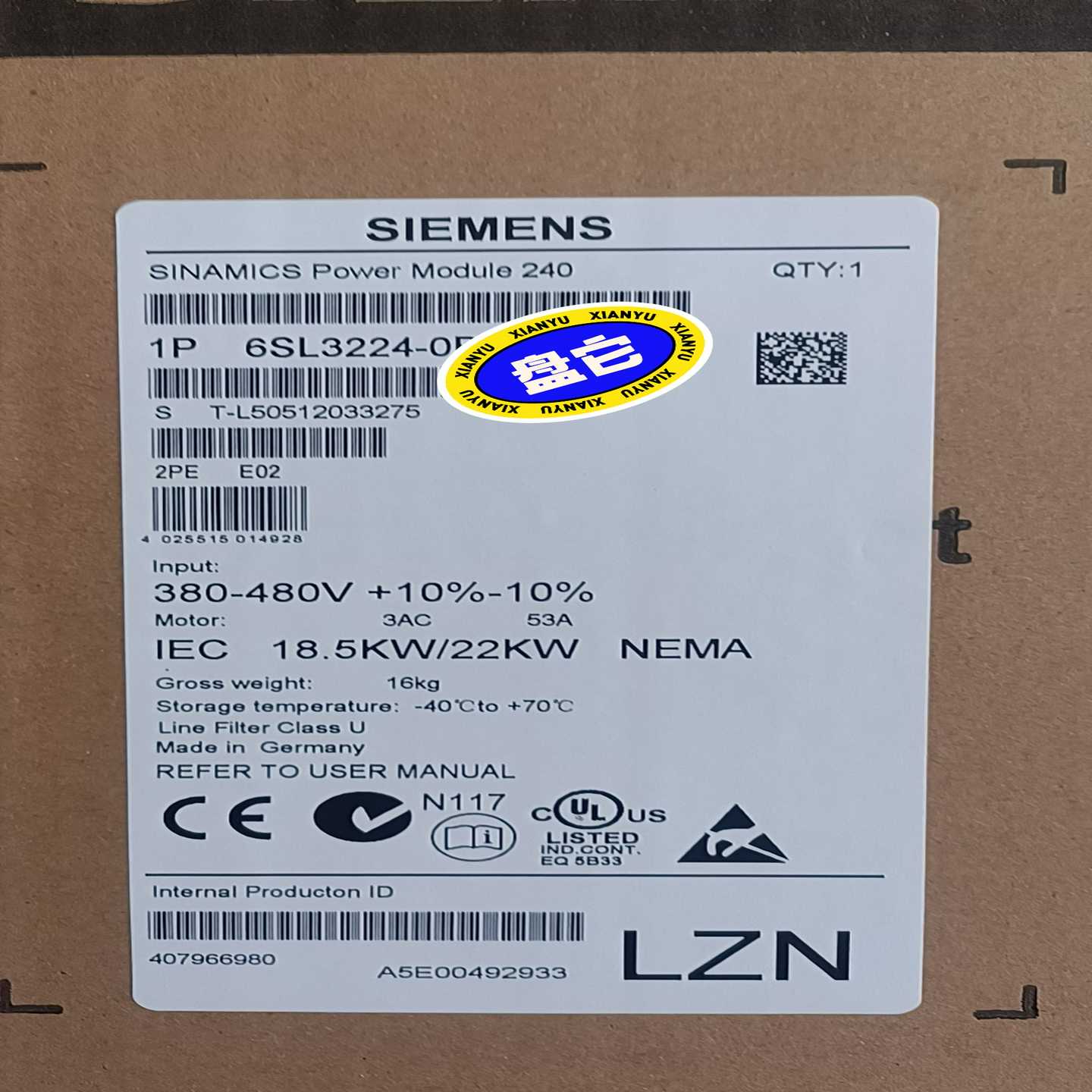 西门子变频器6SL3224-0BE27-5AA0全新原装，特~询价
