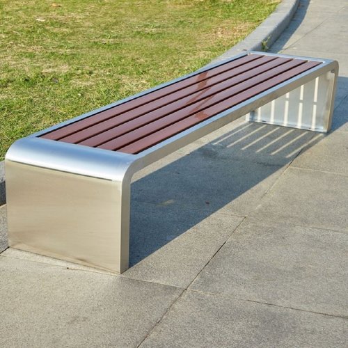 户外长椅防腐木塑木不锈钢凳子室外休闲座椅广场小区公园定制椅子