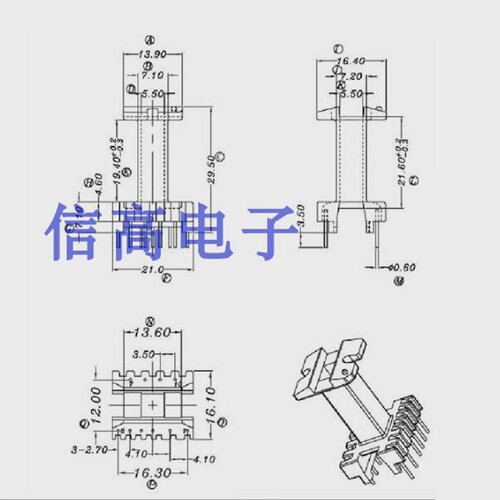 EEL19变压器磁芯骨架立式46针