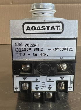 Agastat,7022AH,定时计时器时间继电器延迟3-30分钟Nos剩余缺失表