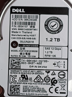 Dell 00KV20 1.2TB 10K SAS 12Gb议价