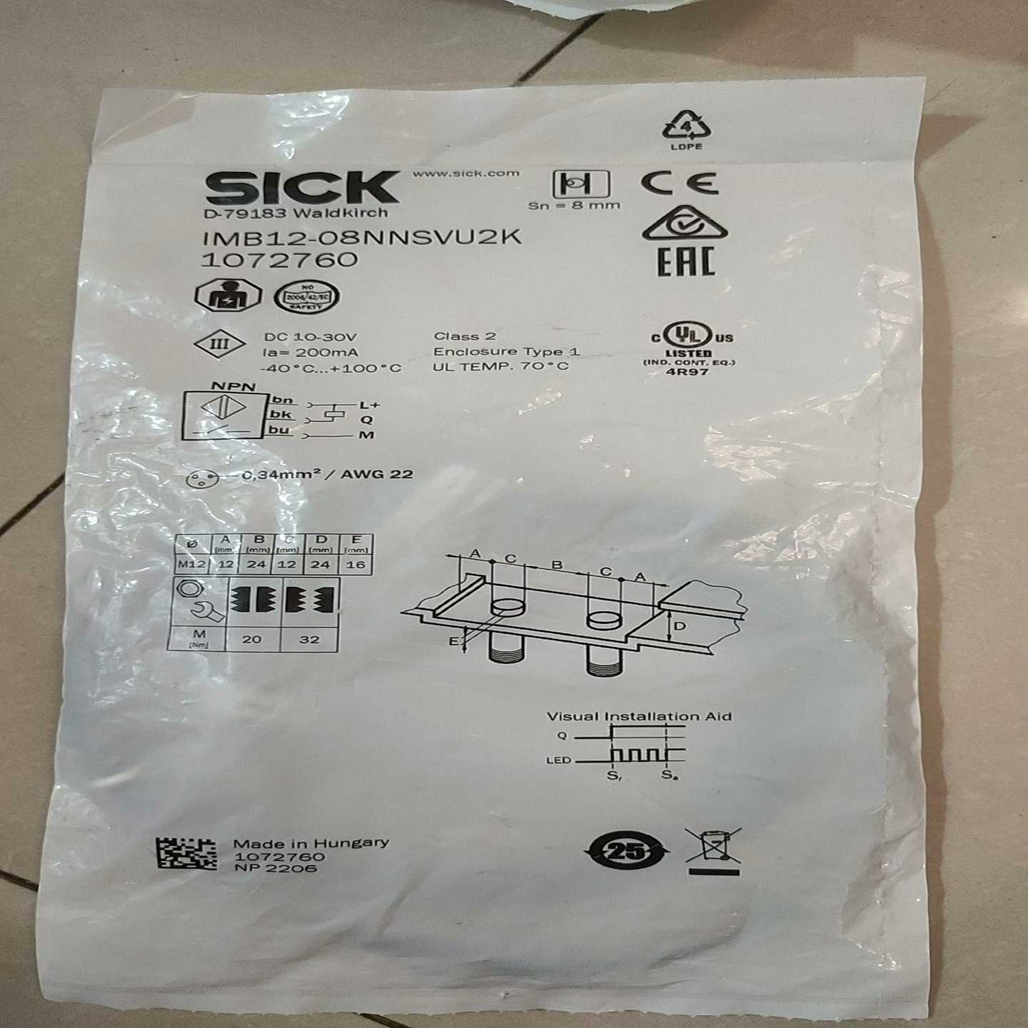 西克感应器开关IMB12-08NNSVU2K，货号10727询价