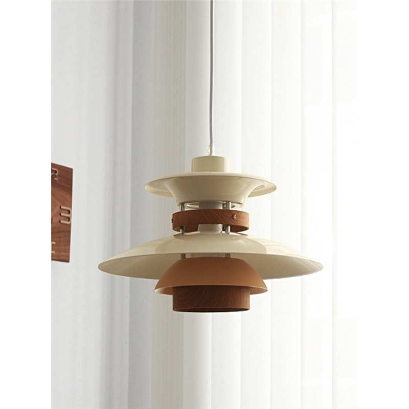 中古ph5餐厅灯日式复古胡桃木色简约吧台餐桌可移位轨道飞碟吊灯