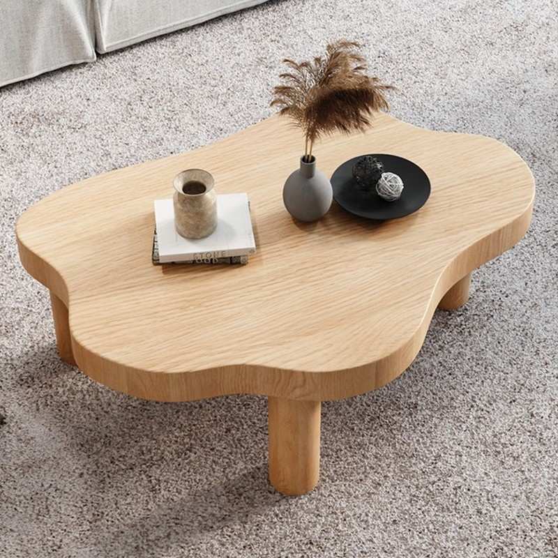 不规则茶几北欧实木茶几桌小户型奶油白客厅沙发边几简约现代民宿