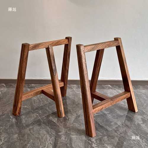 【新款斜三脚支架】南美胡桃木实木桌腿纯实木无辅料餐书茶桌脚架