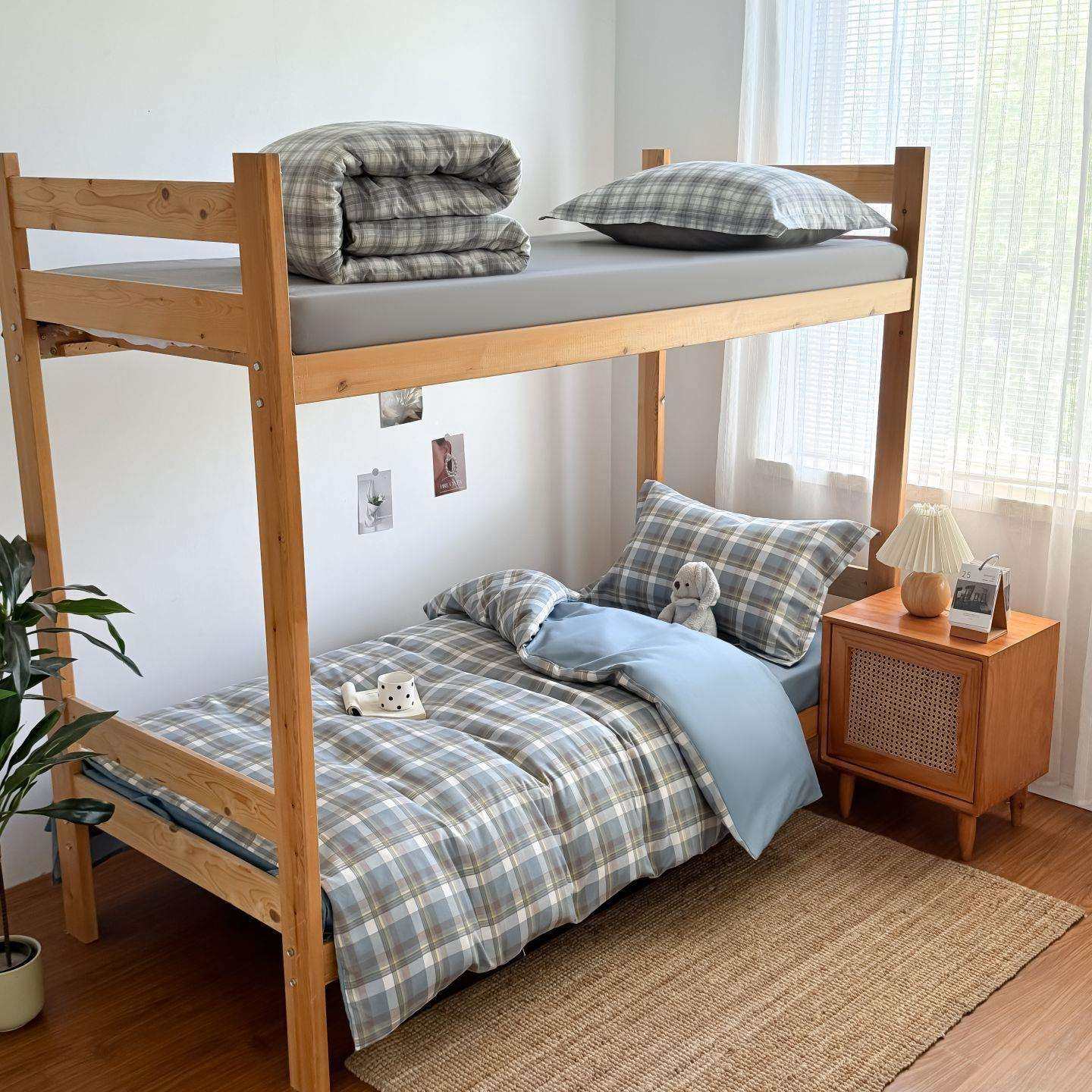 宿舍床上三件套学生季水洗棉新款床品上下铺单人被褥被子全套