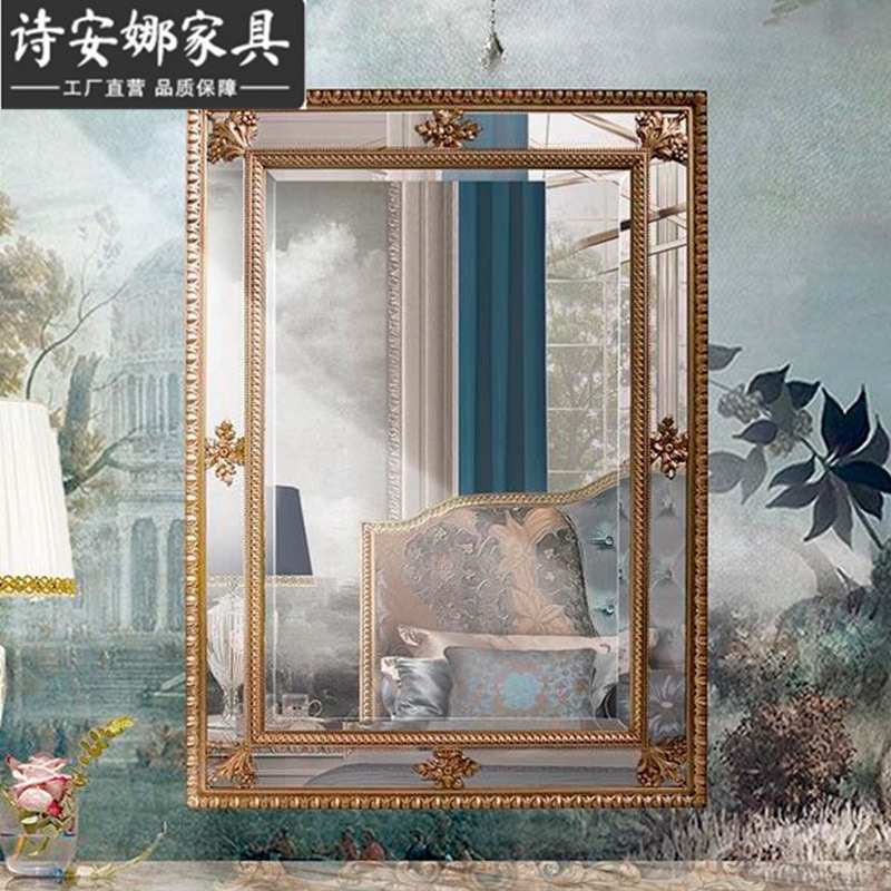 意大利全实木雕刻卧室梳妆台欧式高档化妆桌妆镜贝壳拼花工艺妆台