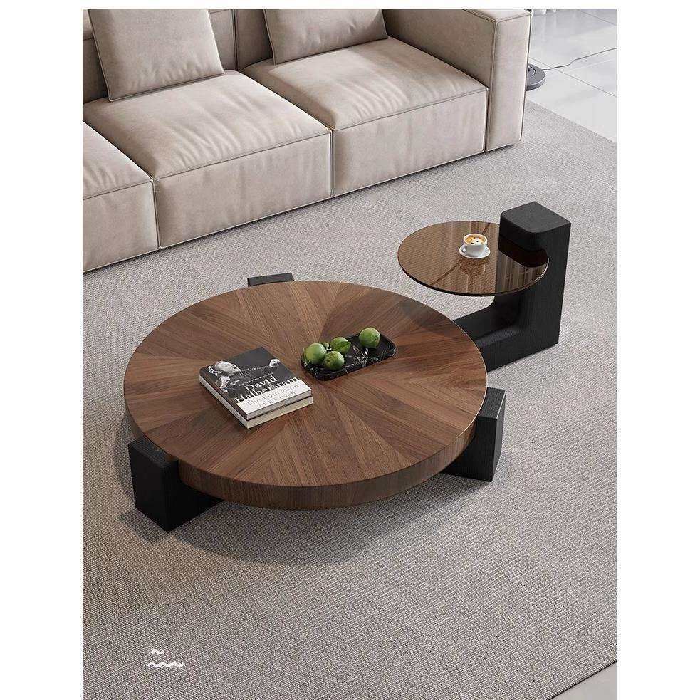 现代轻奢茶几黑胡桃木中古风复古客厅家具小户型创意桌类厂家直销