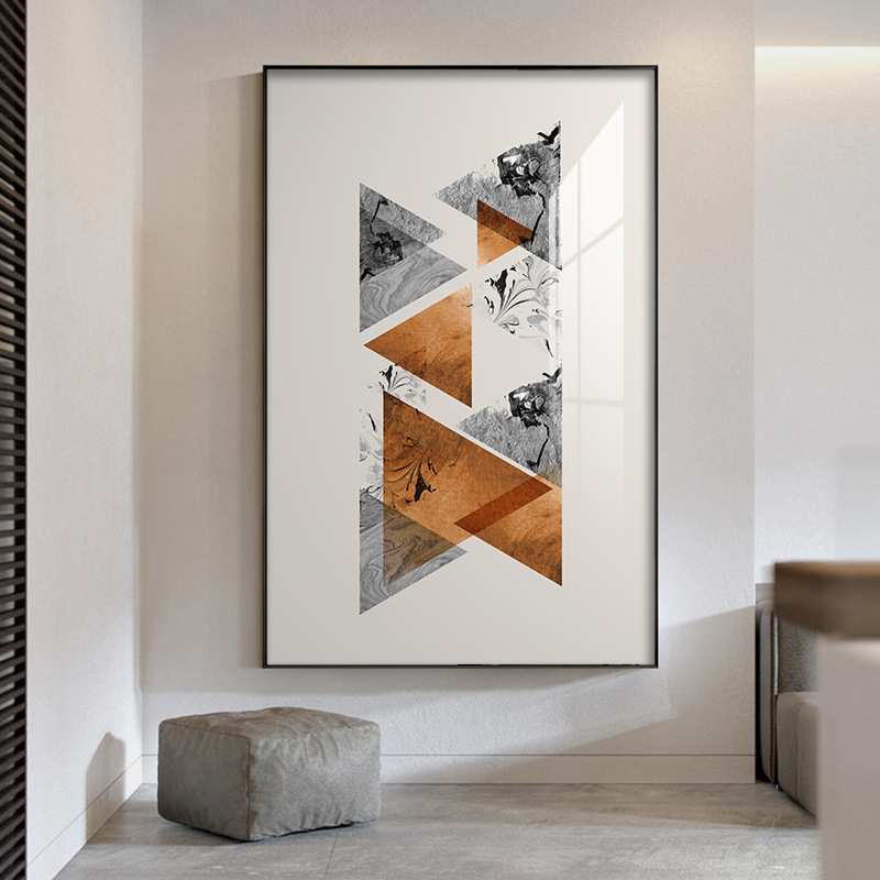 现代简约玄关装饰画北欧客厅沙发背景抽象几何餐厅过道走廊挂画