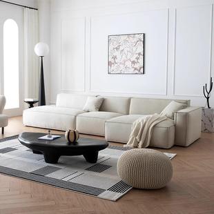 温妮沙发磨砂布艺法式白色奶油风客厅异形豆腐块法兰丝全拆洗沙发