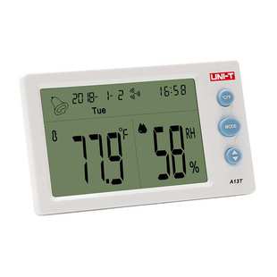 优利德A13T数字温湿度计家用室内电子年历时间工业温度湿度高精度